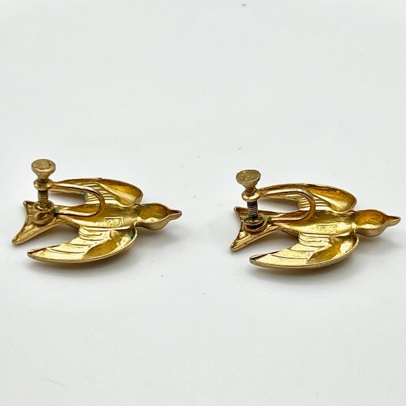 Vintage Coro Pegasus 90s Gold tone signed ladies Earrings - Picture 4 of 6